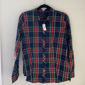 Tags on, Talbots Holiday Print Button Down with Gold Buttons. Never worn.